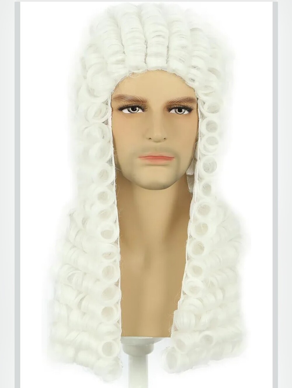 Men Women Long Curly White Big Wig Judge Colonial Funny Wig for Halloween